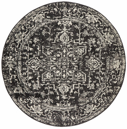 Evoke Medallion Round Rug In Charcoal