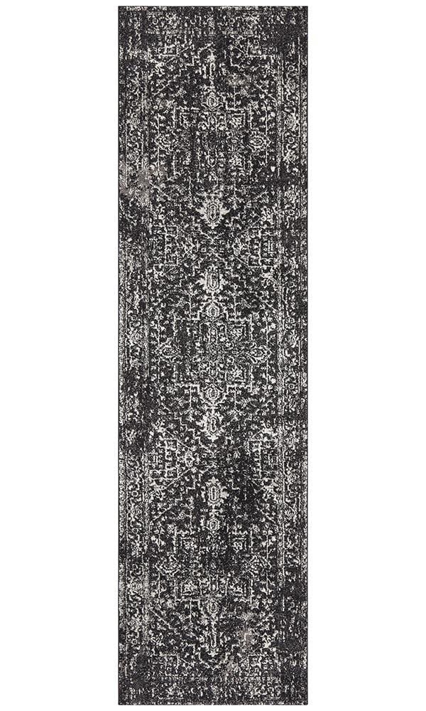 Evoke Medallion Runner Rug In Charcoal