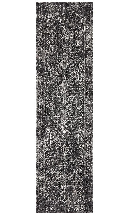 Evoke Medallion Runner Rug In Charcoal