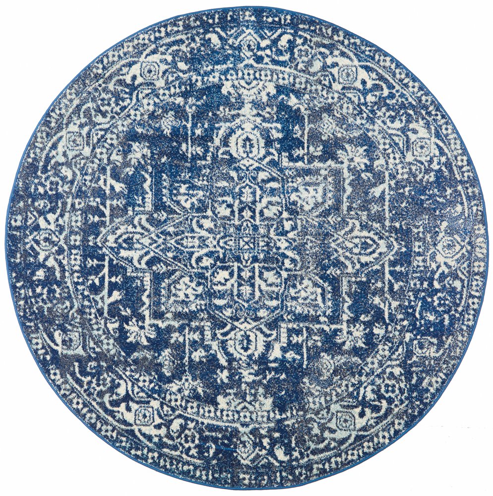 Evoke Medallion in Navy : Round Rug