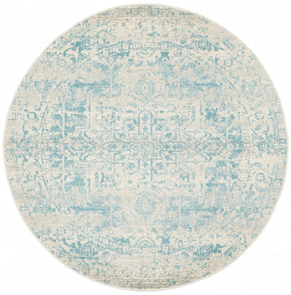 Evoke In White & Blue : Round Rug