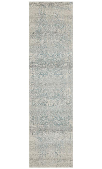 Evoke In White & Blue : Runner Rug