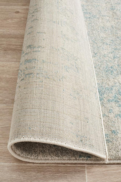 Evoke In White & Blue : Runner Rug