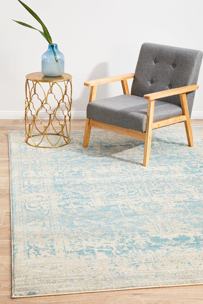 Evoke In White & Blue Rug