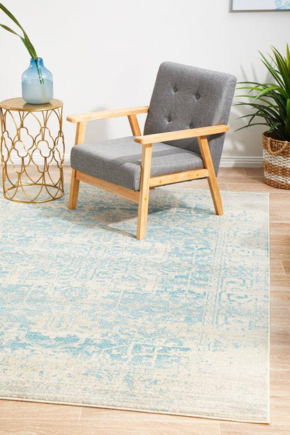 Evoke In White & Blue Rug