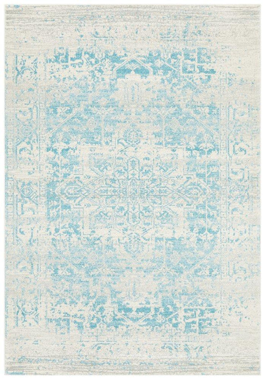 Evoke In White & Blue Rug