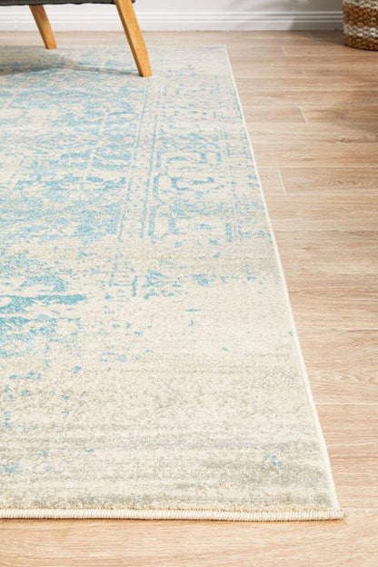 Evoke In White & Blue Rug