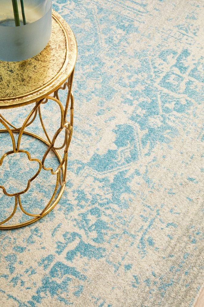 Evoke In White & Blue Rug