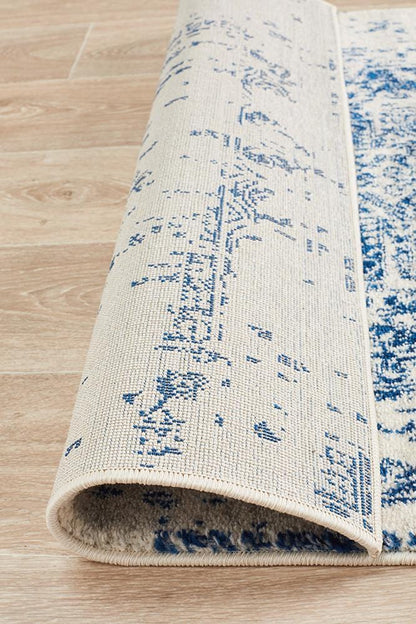 Evoke In White & Navy : Runner Rug