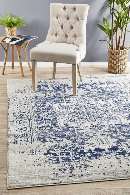 Evoke In White & Navy Rug