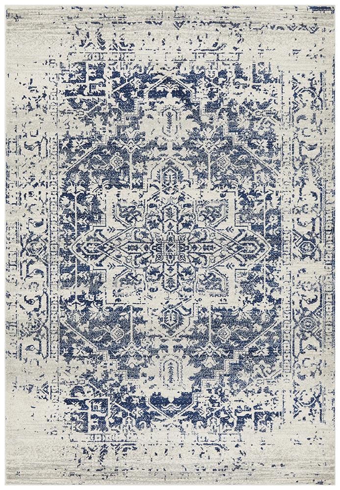 Evoke In White & Navy Rug