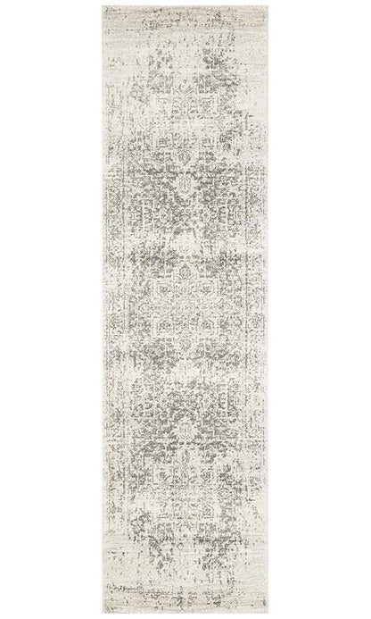 Evoke Runner Rug In White & Silver