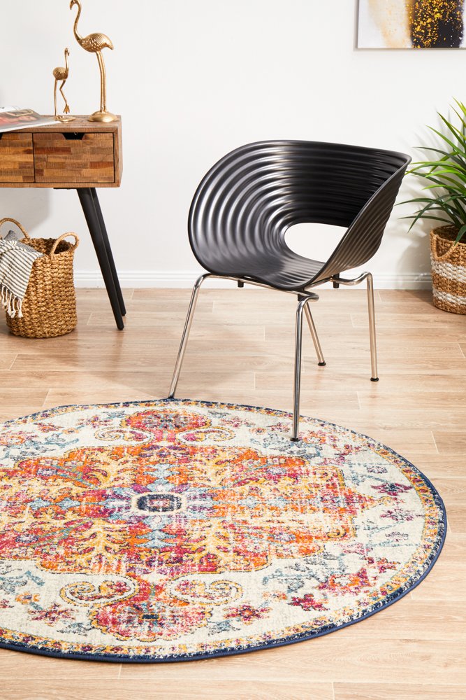 Evoke Carnival in White : Round Rug