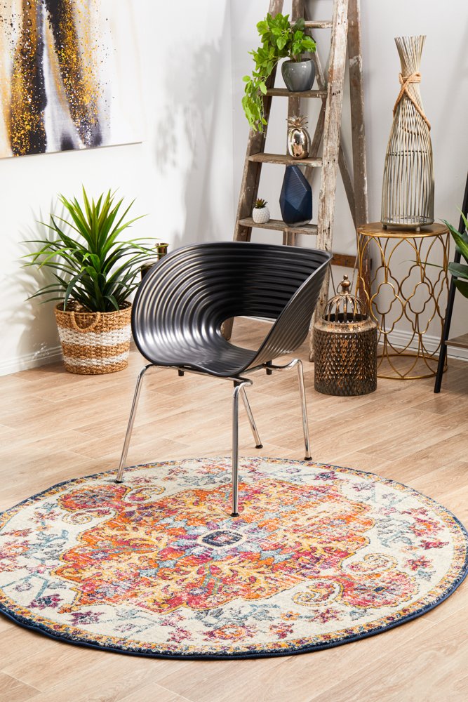 Evoke Carnival in White : Round Rug