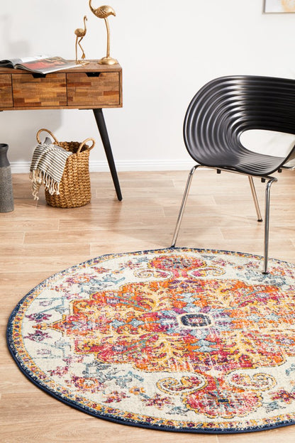 Evoke Carnival in White : Round Rug