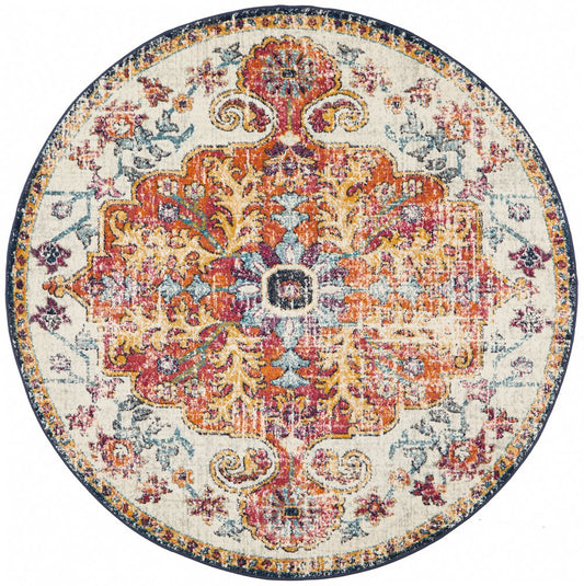 Evoke Carnival in White : Round Rug