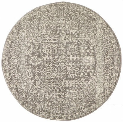 Evoke Nomad Round Rug In Grey