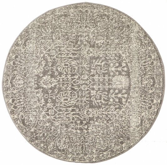 Evoke Nomad Round Rug In Grey