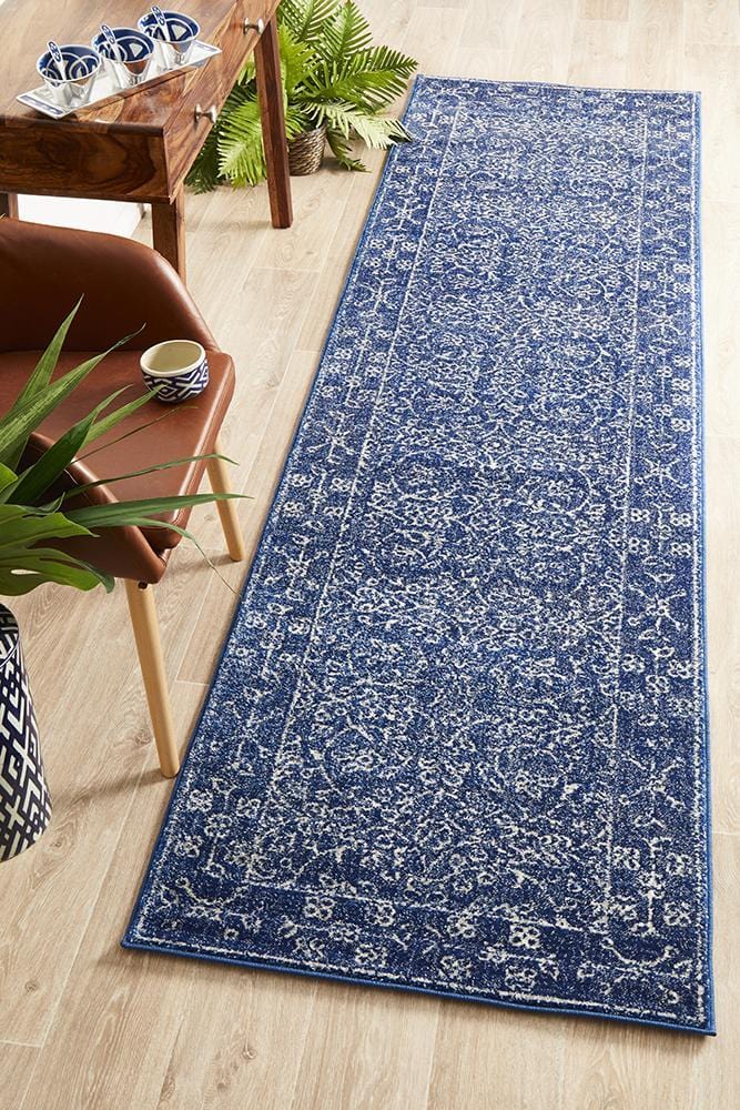 Evoke Cloud  Runner Rug In Navy