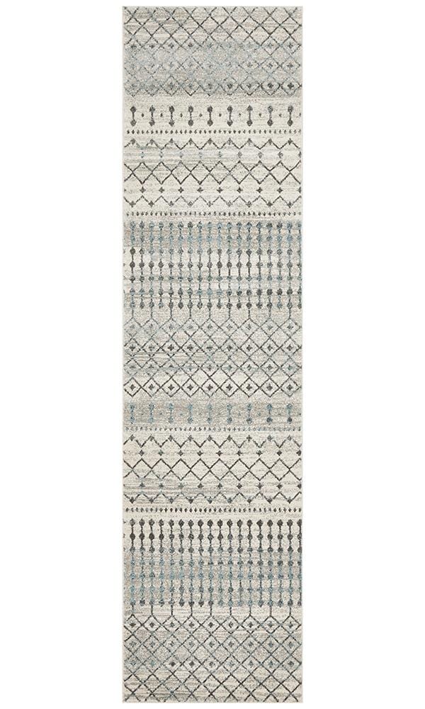 Evoke Tribal Runner Rug In Grey And White