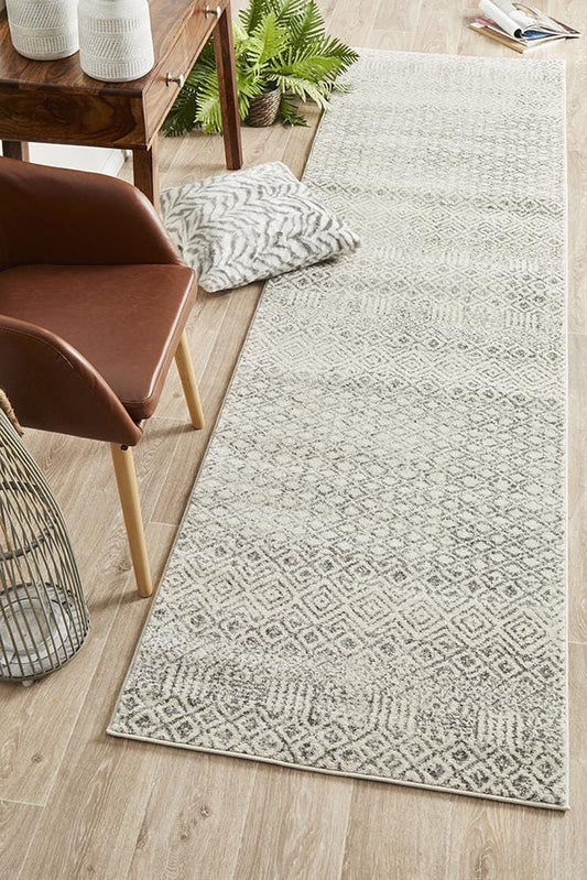 Evoke Imprint Runner Rug In Grey