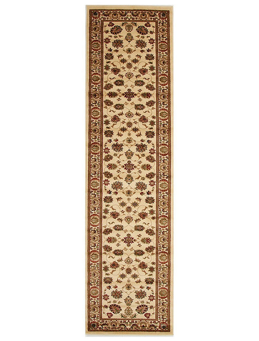 Istanbul Traditional Floral Pattern Runner Rug Ivory