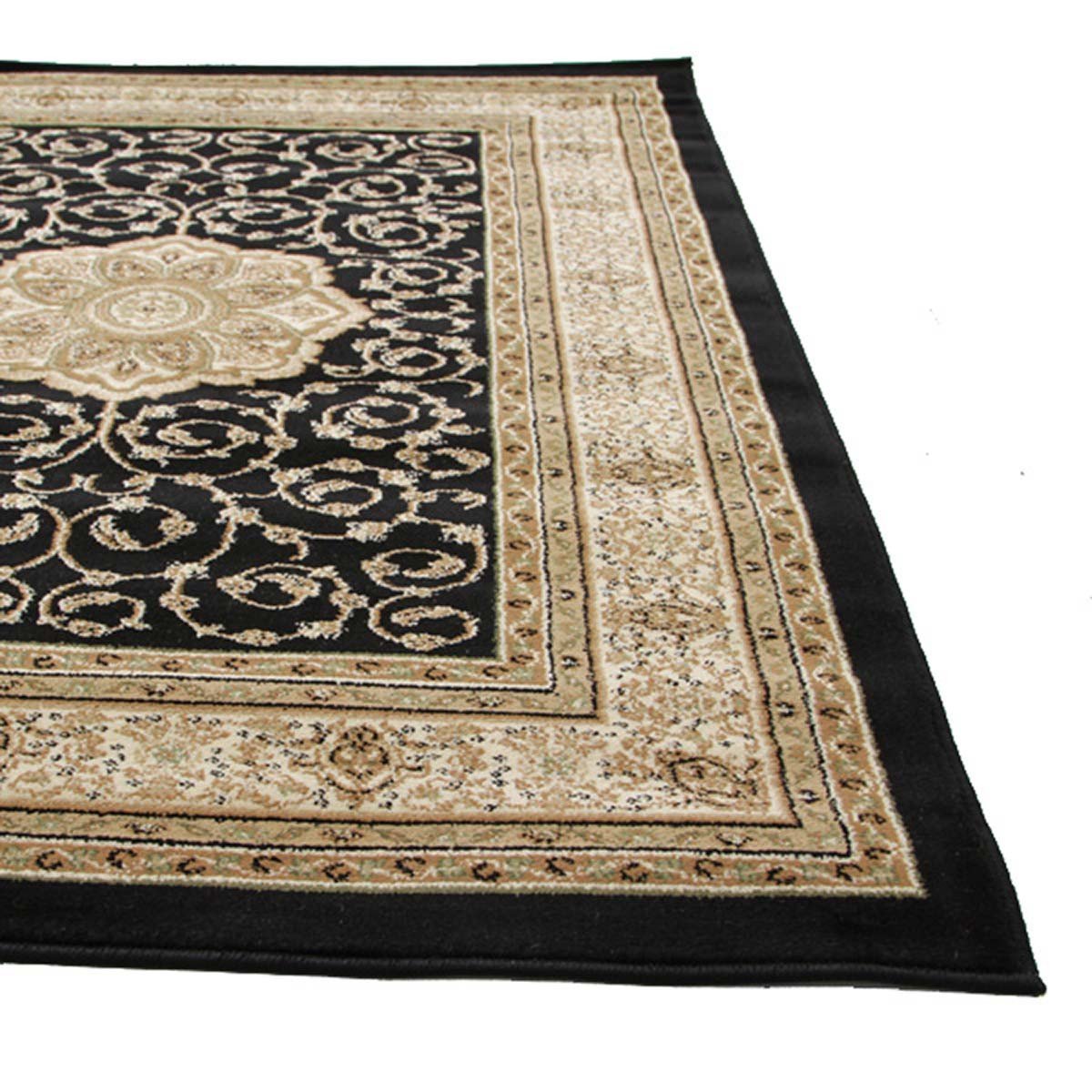 Istanbul Collection Medallion Classic Pattern Black Rug