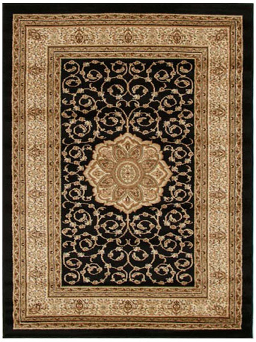 Istanbul Collection Medallion Classic Pattern Black Rug