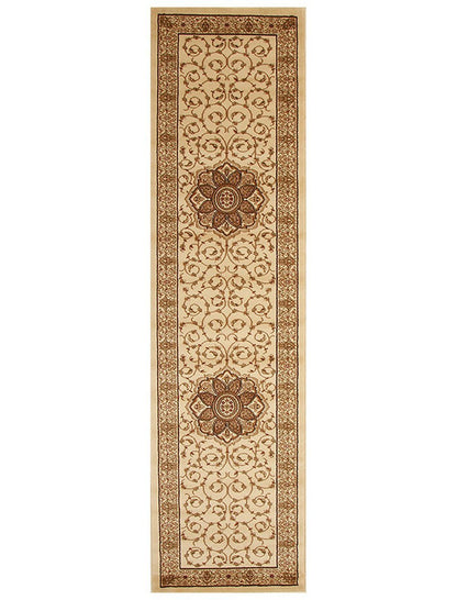 Istanbul Medallion Classic Pattern Runner Rug Ivory