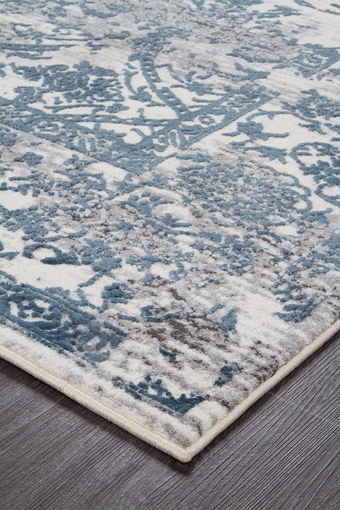 Kendra Yasmin Distressed Transitional Rug White Blue Grey