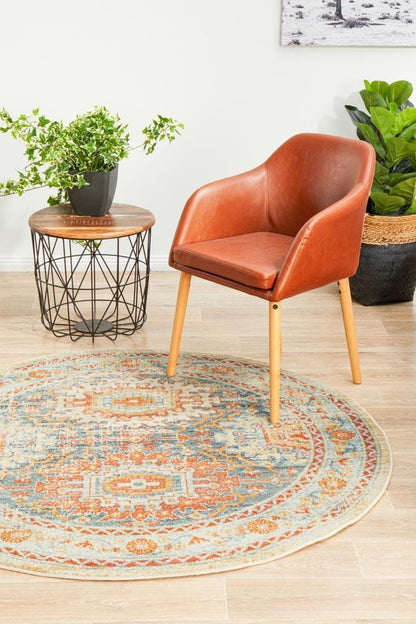 Round Blue And Multi Legacy Rug