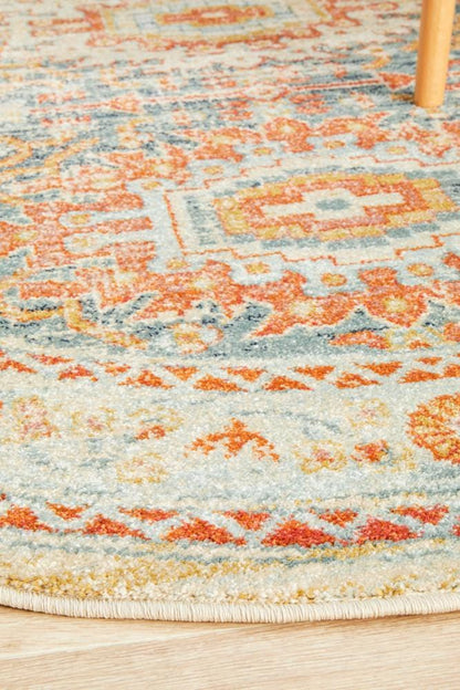 Round Blue And Multi Legacy Rug