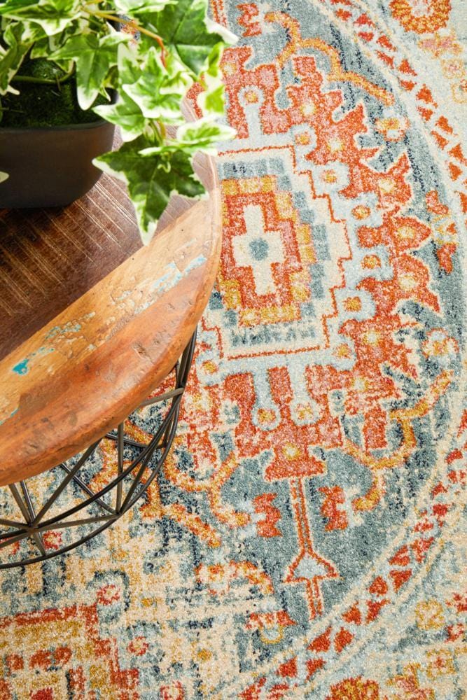 Round Blue And Multi Legacy Rug