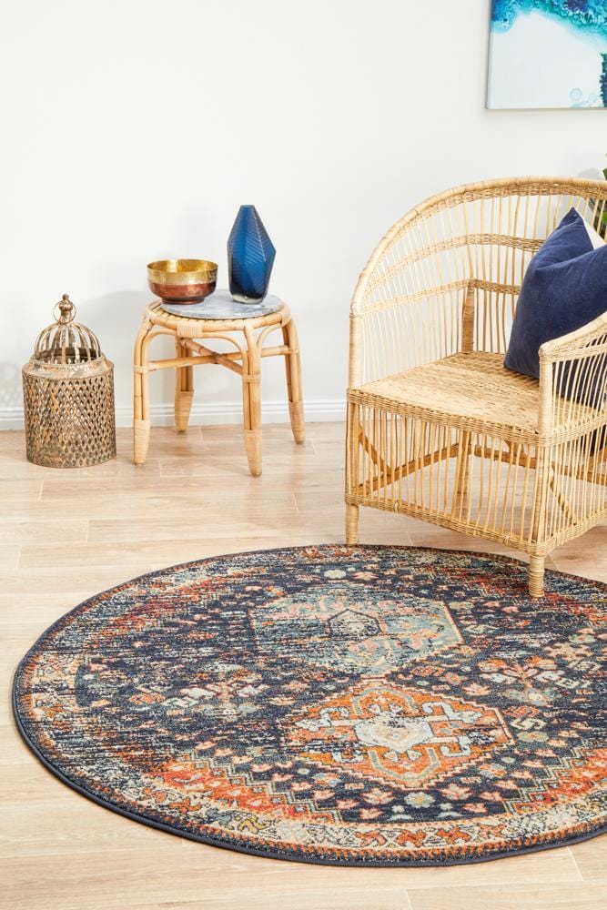 Round Legacy Rug In Navy