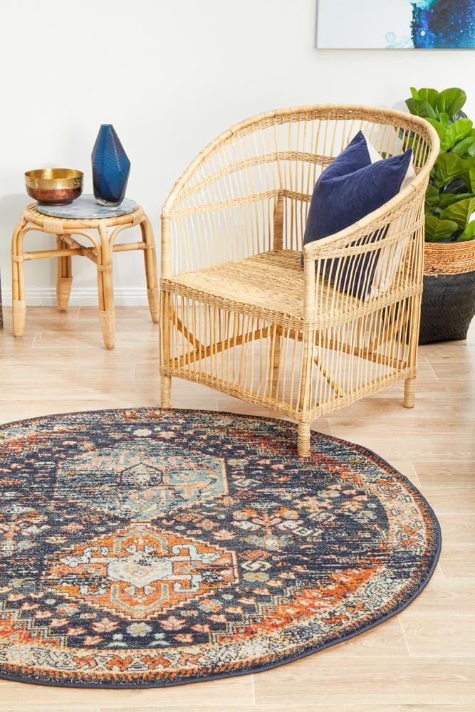 Round Legacy Rug In Navy