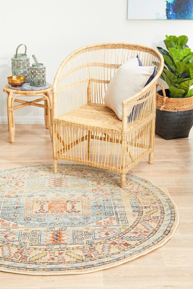 Round Legacy Rug In Sky Blue