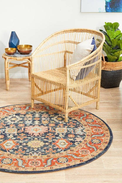 Legacy Navy & Rust Round Rug