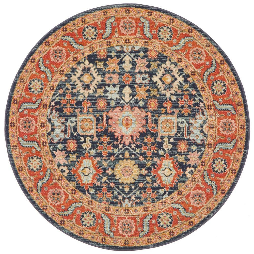 Legacy Navy & Rust Round Rug