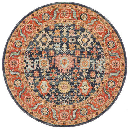 Legacy Navy & Rust Round Rug