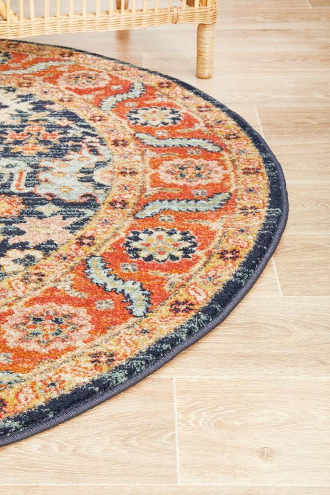 Legacy Navy & Rust Round Rug