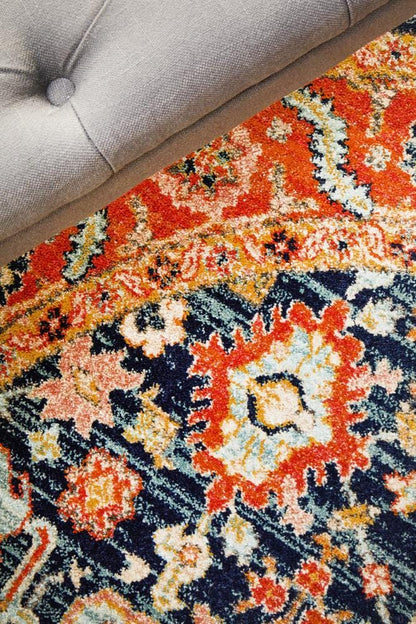 Legacy Navy & Rust Round Rug