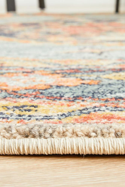 Legacy Round Rug In Rust & Blue