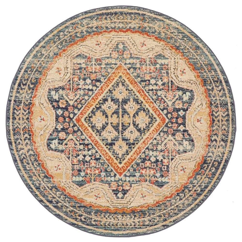 Round Legacy Rug In Navy & Copper