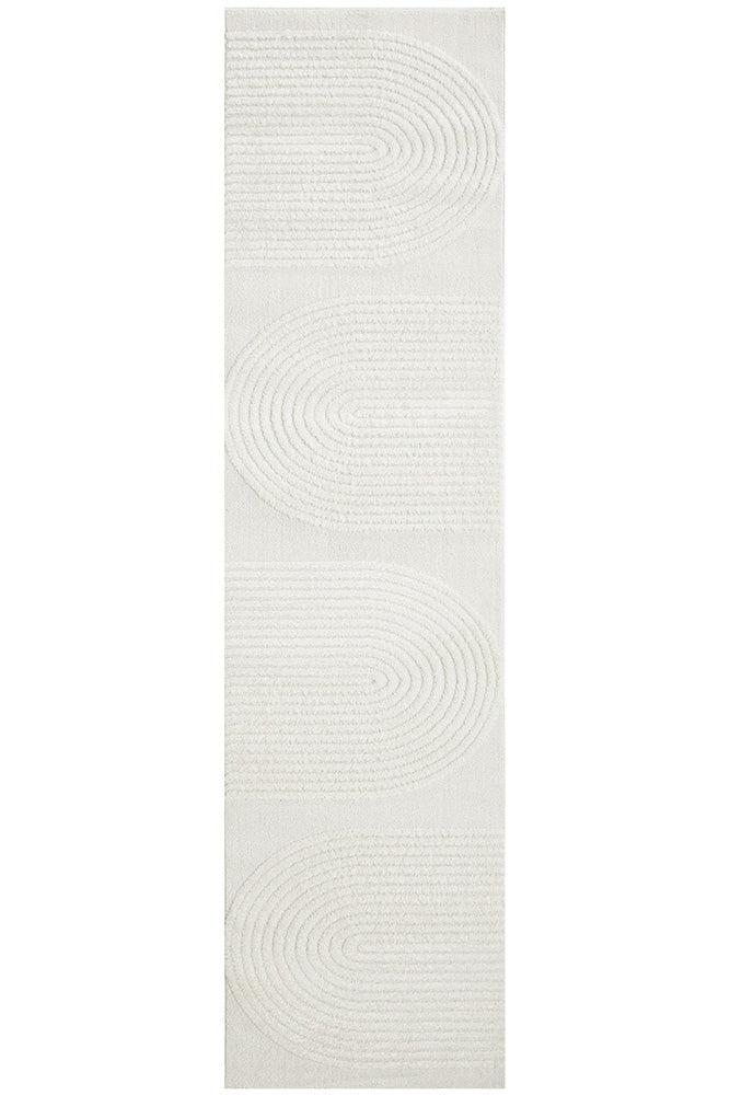 Lotus Abbey in White Runner Rug