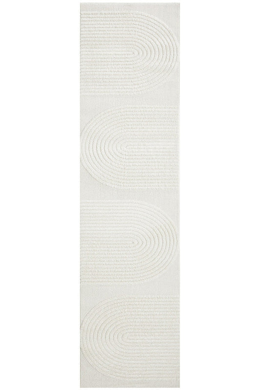 Lotus Abbey in White Runner Rug