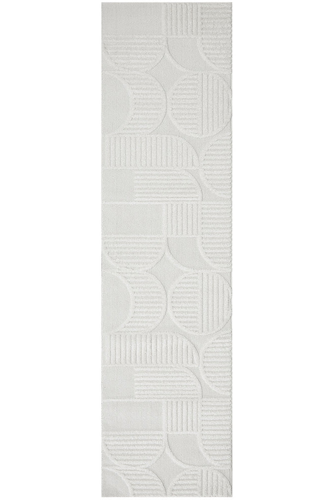 Lotus Leo in White Runner Rug