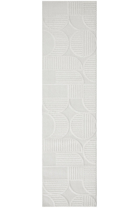 Lotus Leo in White Runner Rug