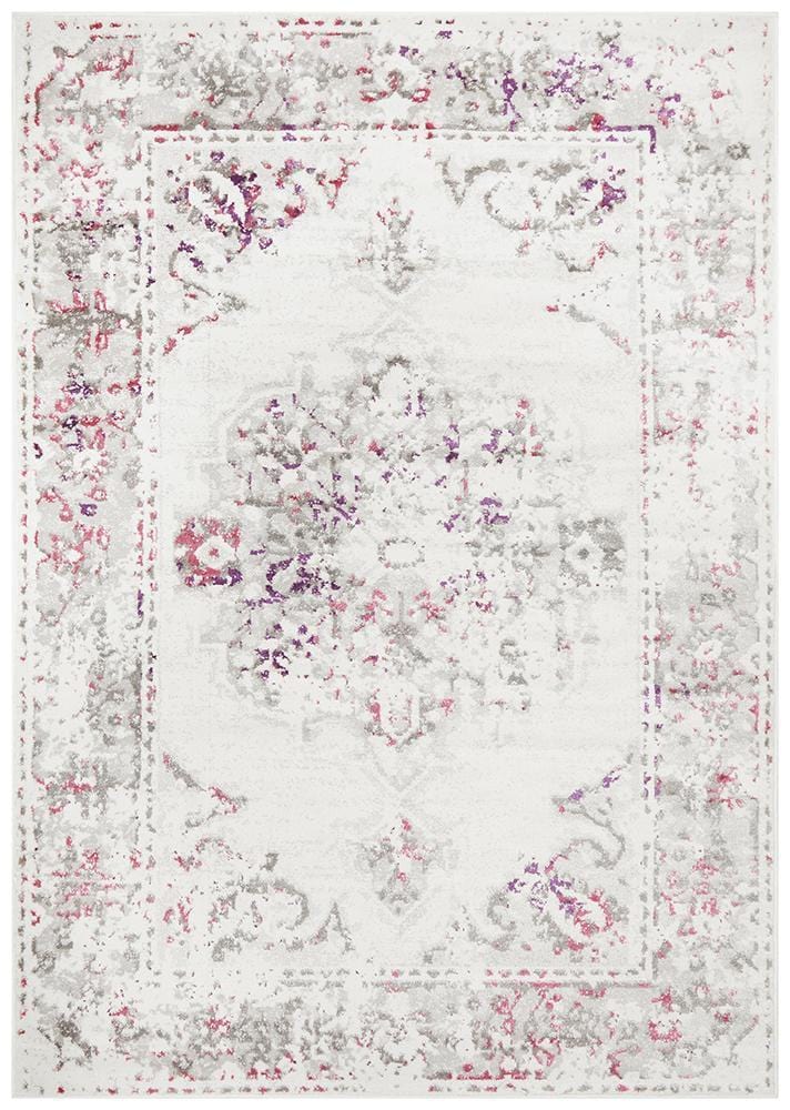 Alexa Transitional Rug White Pink Grey - Far Fetch Rugs