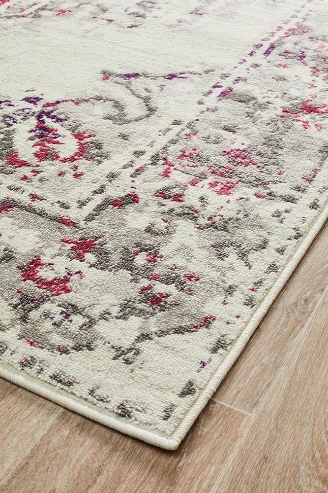 Alexa Transitional Rug White Pink Grey - Far Fetch Rugs