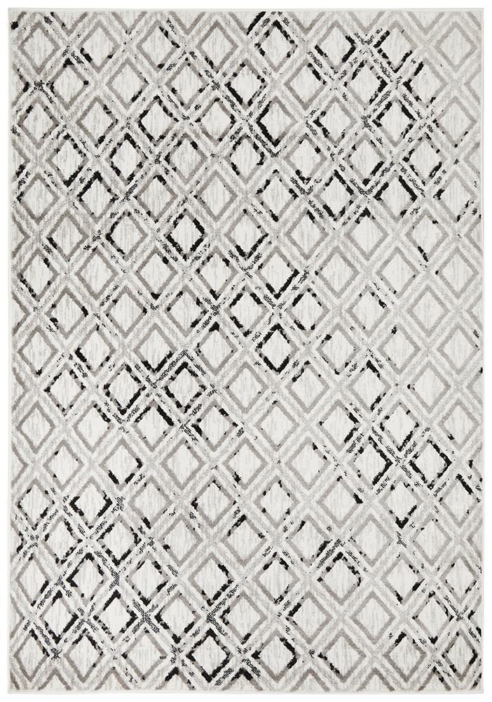 Metro Diamond White & Black Rug